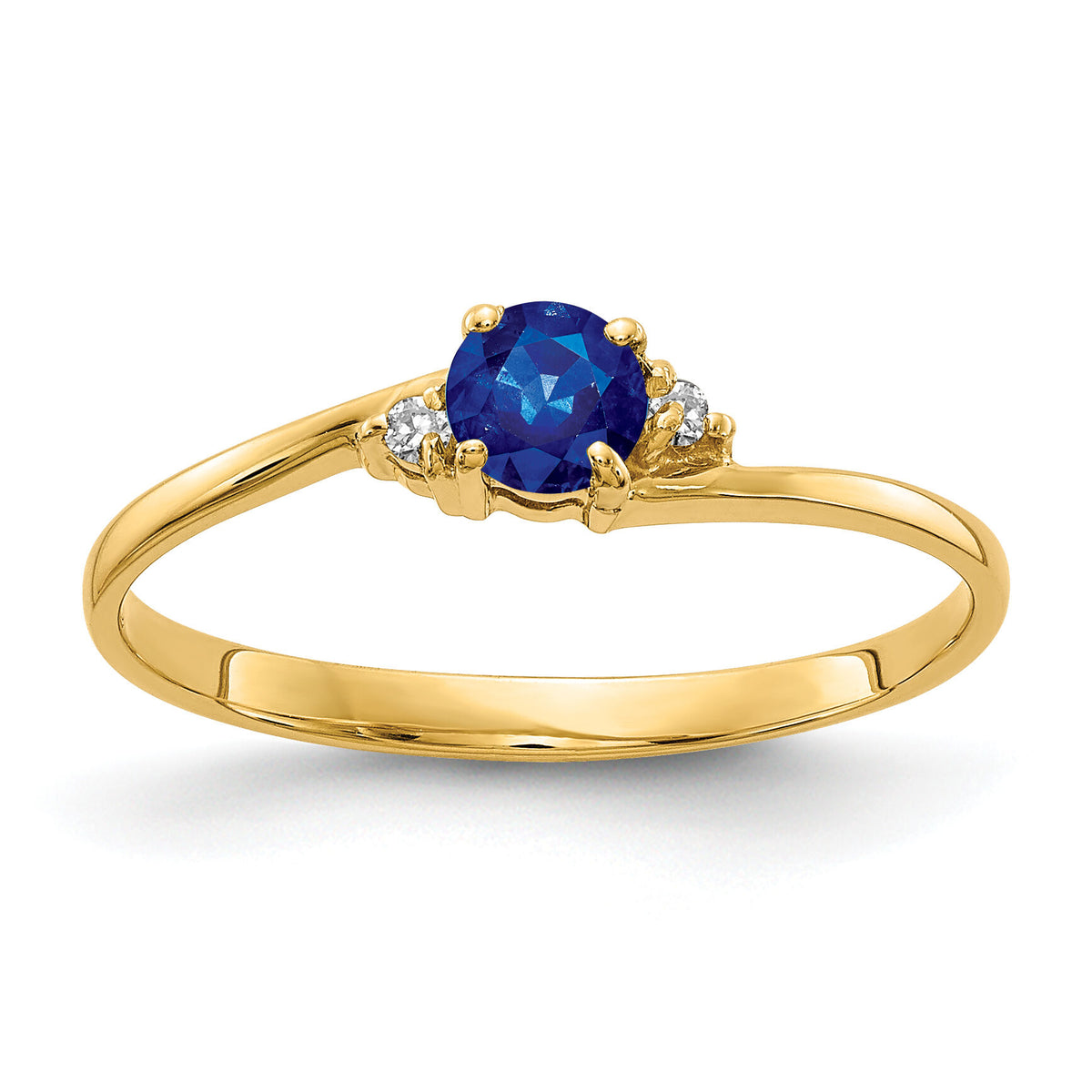 14k 4mm Sapphire AA Diamond ring-Y4712S/AA
