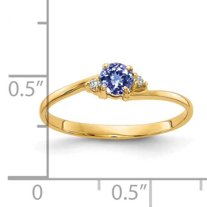 14k 4mm Tanzanite AA Diamond ring-Y4712T/AA