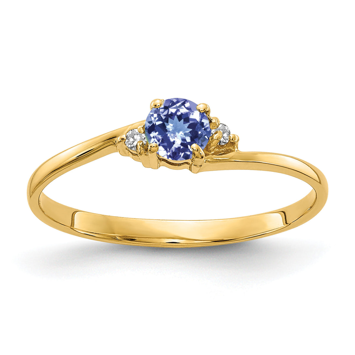 14k 4mm Tanzanite AA Diamond ring-Y4712T/AA