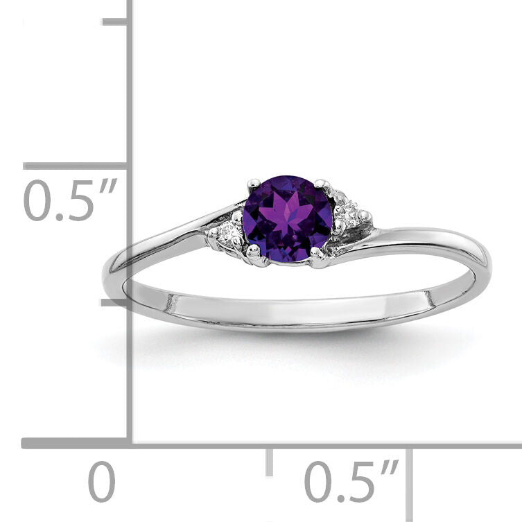 14k White Gold 4mm Amethyst A Diamond ring-Y4713AM/A