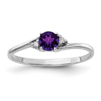 14k White Gold 4mm Amethyst A Diamond ring-Y4713AM/A