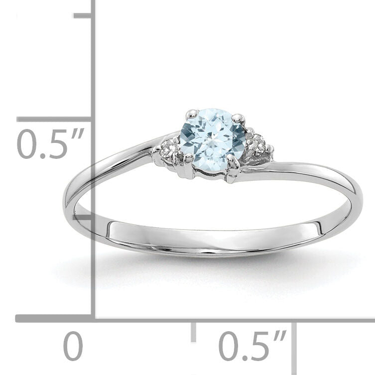 14k White Gold Aquamarine and Diamond Ring-Y4713AQ/AA