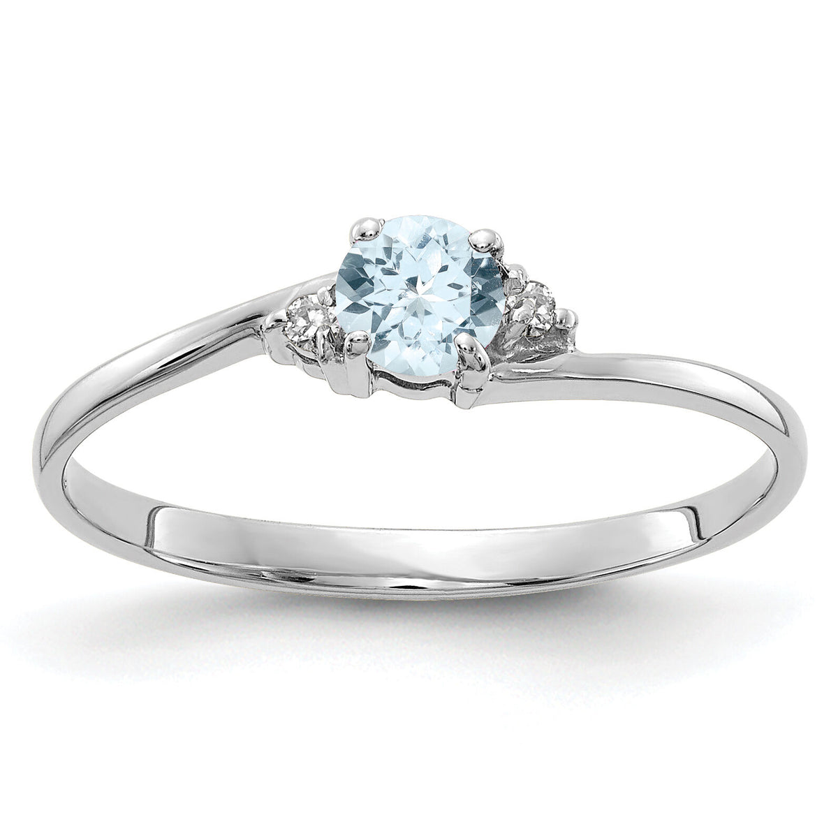 14k White Gold Aquamarine and Diamond Ring-Y4713AQ/AA
