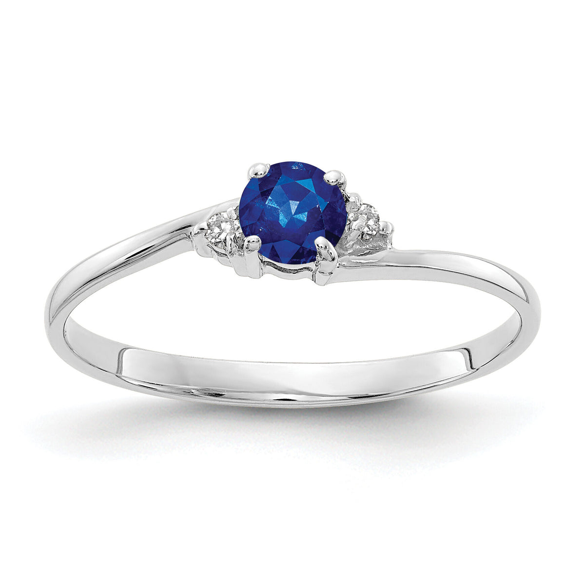 14k White Gold 4mm Sapphire AA Diamond ring-Y4713S/AA