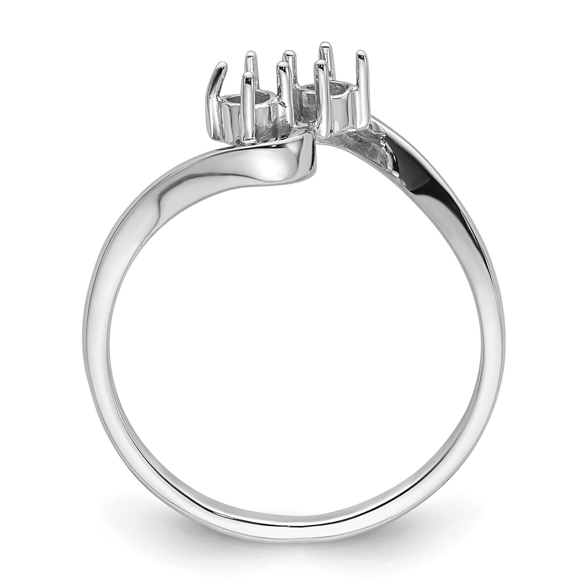 14k White Gold Two 3mm Round Gemstone Ring Mounting-Y4717