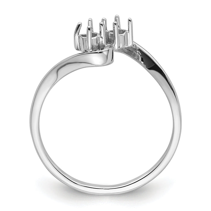 14k White Gold Two 3mm Round Gemstone Ring Mounting-Y4717