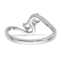 14k White Gold Two 3mm Round Gemstone Ring Mounting-Y4717