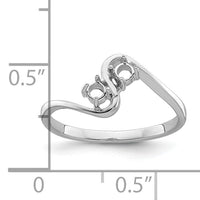 14k White Gold Two 3mm Round Gemstone Ring Mounting-Y4717