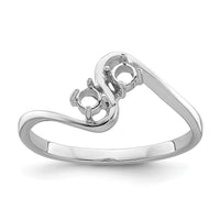 14k White Gold Two 3mm Round Gemstone Ring Mounting-Y4717
