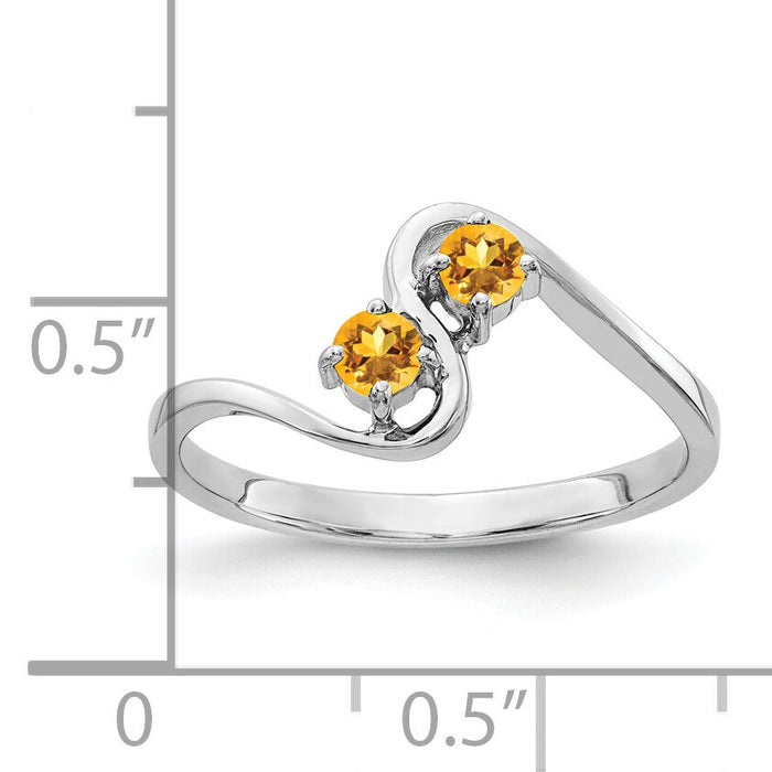 14k White Gold 3mm Citrine ring-Y4717CI