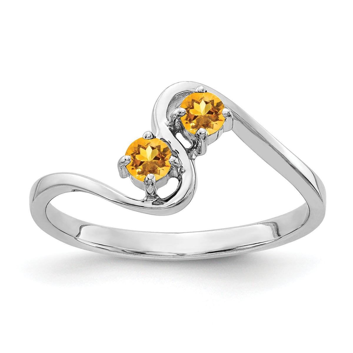 14k White Gold 3mm Citrine ring-Y4717CI