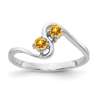 14k White Gold 3mm Citrine ring-Y4717CI