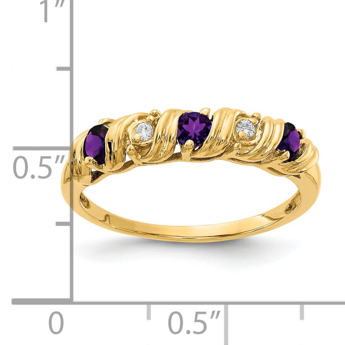 14k 2.75mm Amethyst AA Diamond ring-Y4718AM/AA