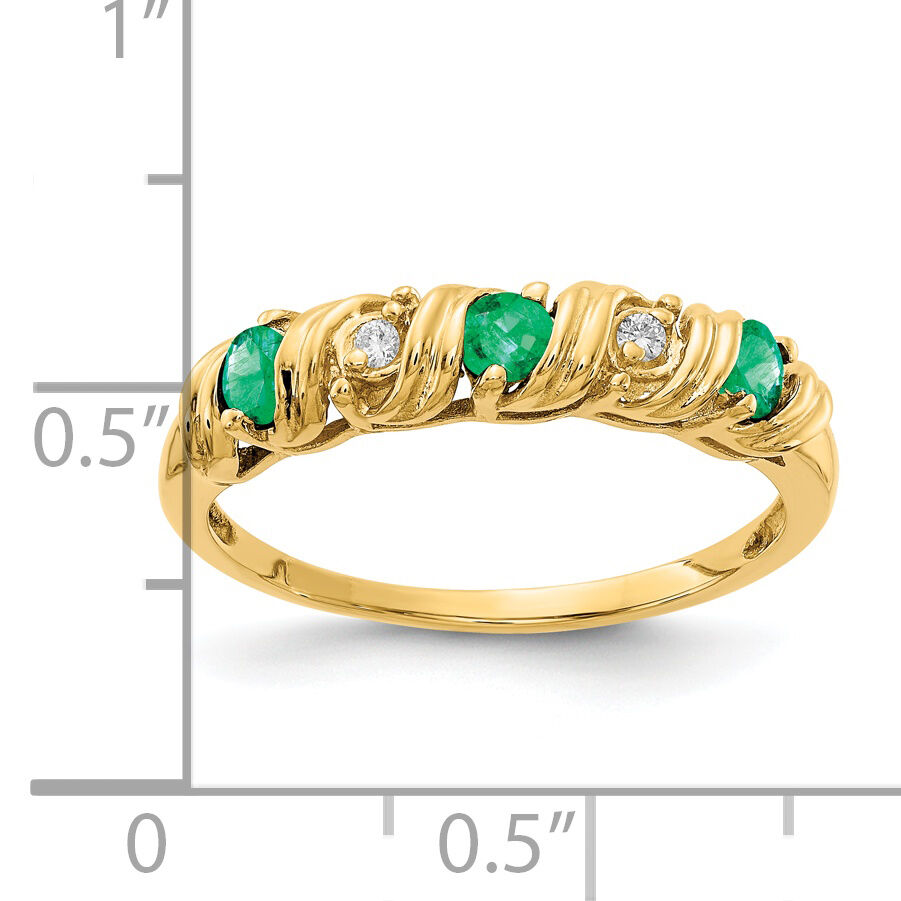 14k 2.75mm Emerald AA Diamond ring-Y4718E/AA