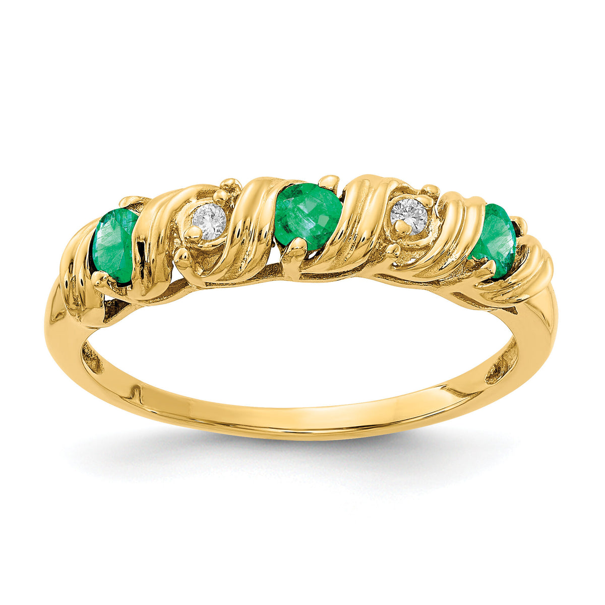 14k 2.75mm Emerald AA Diamond ring-Y4718E/AA