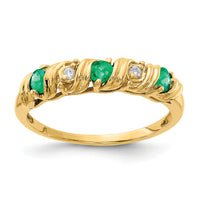 14k 2.75mm Emerald AA Diamond ring-Y4718E/AA