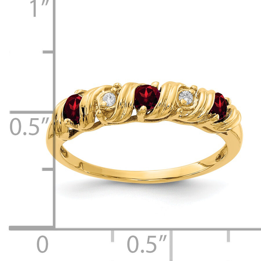 14k 2.75mm Garnet AA Diamond ring-Y4718GA/AA