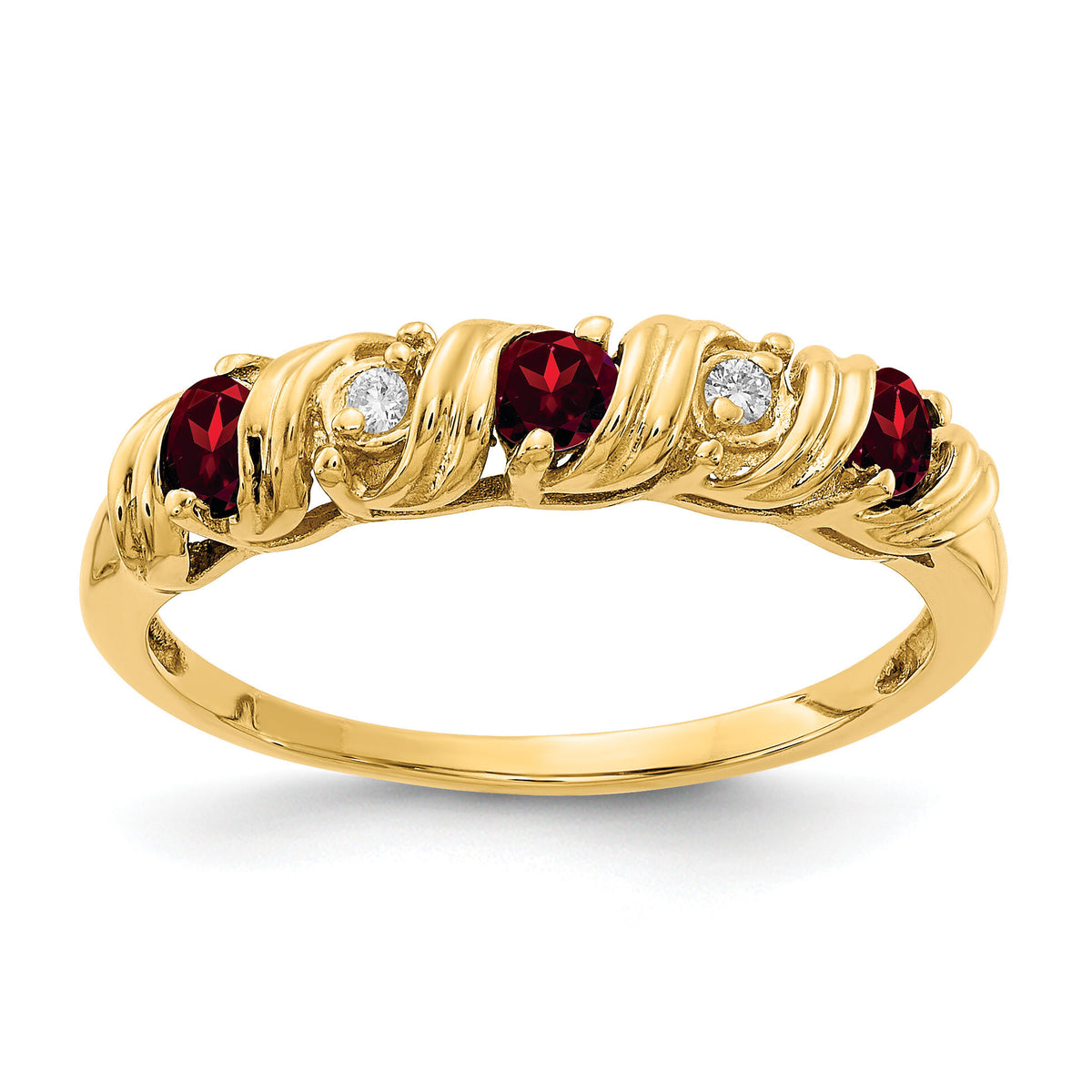 14k 2.75mm Garnet AA Diamond ring-Y4718GA/AA