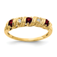 14k 2.75mm Garnet AA Diamond ring-Y4718GA/AA