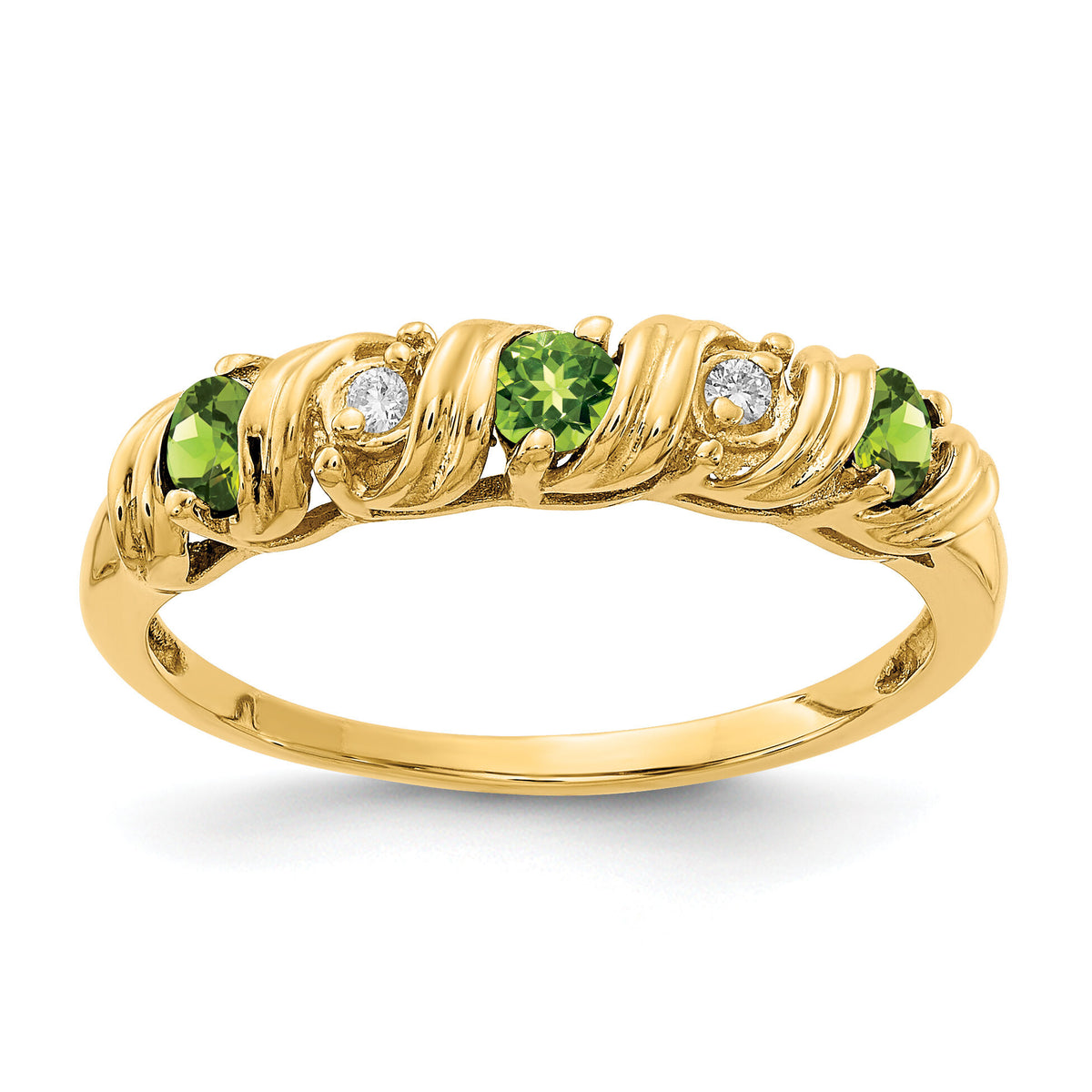 14k 2.75mm Peridot AA Diamond ring-Y4718PE/AA