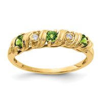 14k 2.75mm Peridot AA Diamond ring-Y4718PE/AA