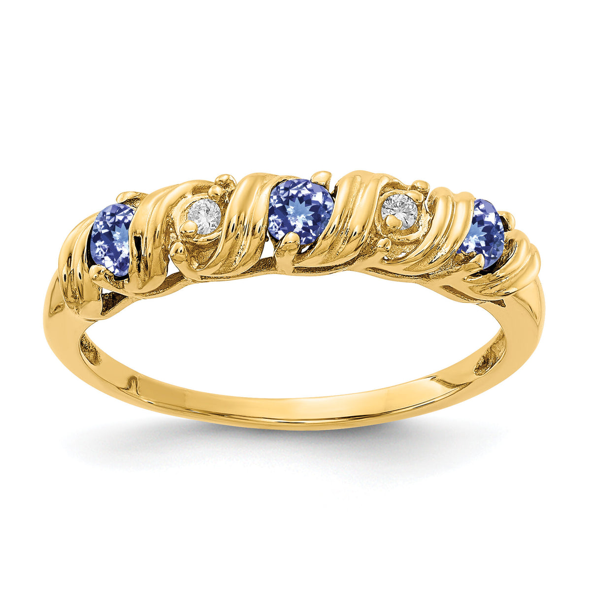 14k 2.75mm Tanzanite AA Diamond ring-Y4718T/AA