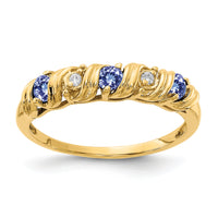 14k 2.75mm Tanzanite AA Diamond ring-Y4718T/AA