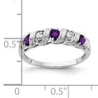 14k White Gold 2.75mm Amethyst AA Diamond ring-Y4719AM/AA