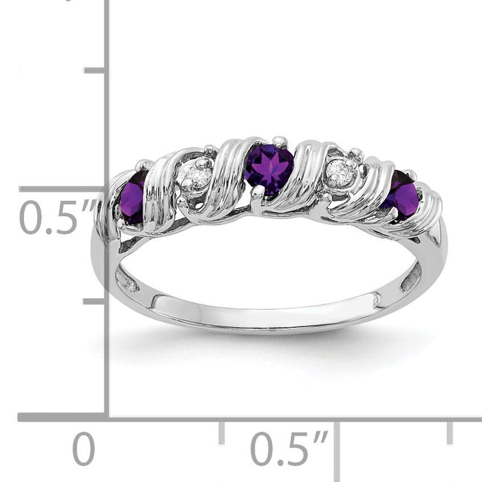 14k White Gold 2.75mm Amethyst AA Diamond ring-Y4719AM/AA