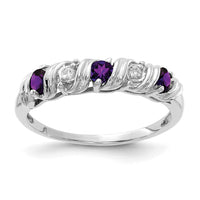 14k White Gold 2.75mm Amethyst AA Diamond ring-Y4719AM/AA