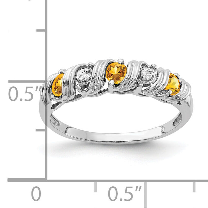 14k White Gold 2.75mm Citrine AA Diamond ring-Y4719CI/AA