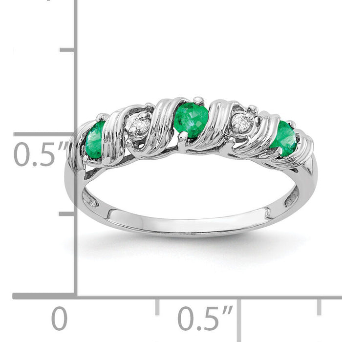 14k White Gold 2.75mm Emerald AA Diamond ring-Y4719E/AA