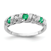 14k White Gold 2.75mm Emerald AA Diamond ring-Y4719E/AA
