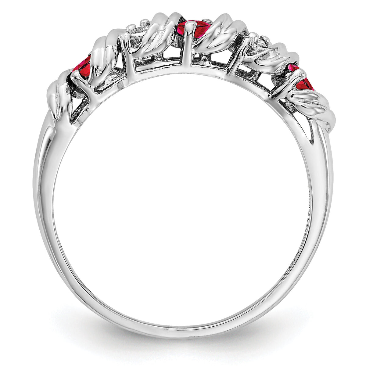 14k White Gold 2.75mm Ruby AA Diamond ring-Y4719R/AA