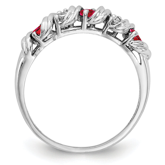14k White Gold 2.75mm Ruby AA Diamond ring-Y4719R/AA