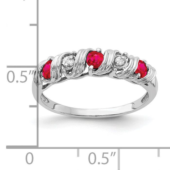 14k White Gold 2.75mm Ruby AA Diamond ring-Y4719R/AA