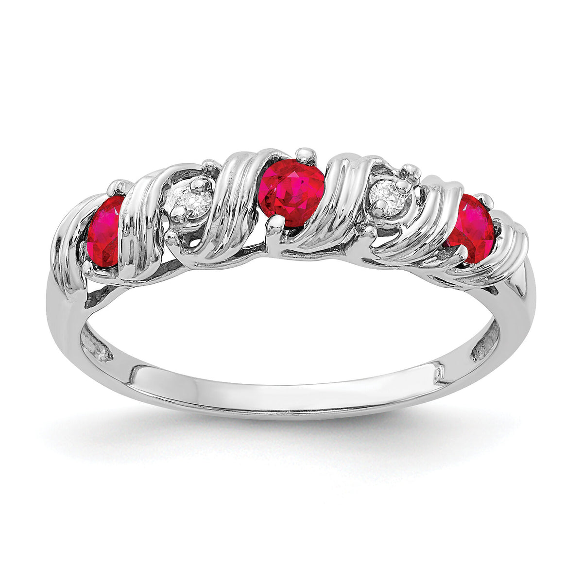 14k White Gold 2.75mm Ruby AA Diamond ring-Y4719R/AA