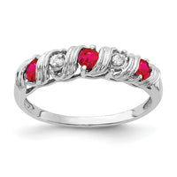 14k White Gold 2.75mm Ruby AA Diamond ring-Y4719R/AA