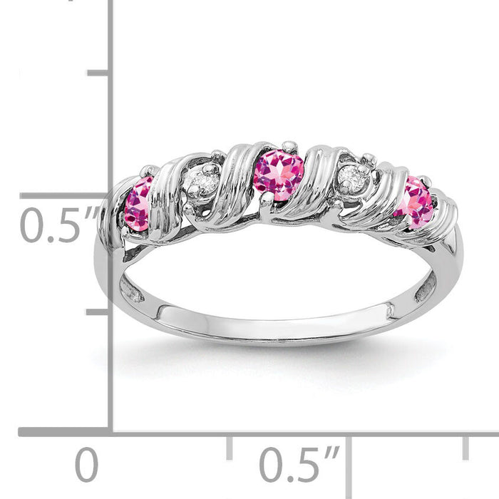 14k White Gold 2.75mm Pink Sapphire AA Diamond ring-Y4719SP/AA