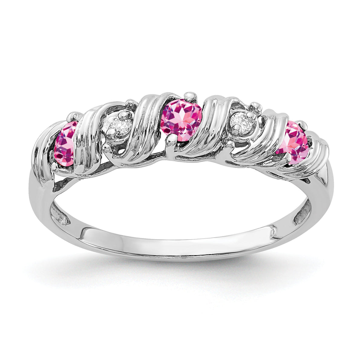 14k White Gold 2.75mm Pink Sapphire AA Diamond ring-Y4719SP/AA
