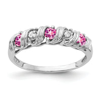 14k White Gold 2.75mm Pink Sapphire AA Diamond ring-Y4719SP/AA