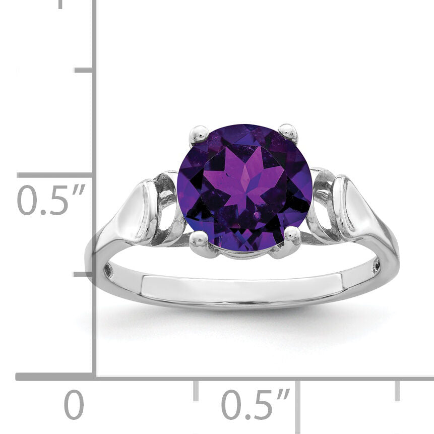 14k White Gold 8mm Amethyst ring-Y4723AM