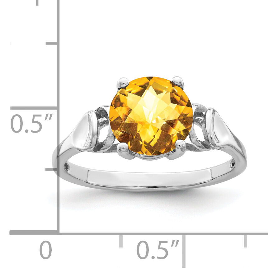 14k White Gold 8mm Citrine Checker ring-Y4723CC