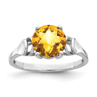 14k White Gold 8mm Citrine Checker ring-Y4723CC