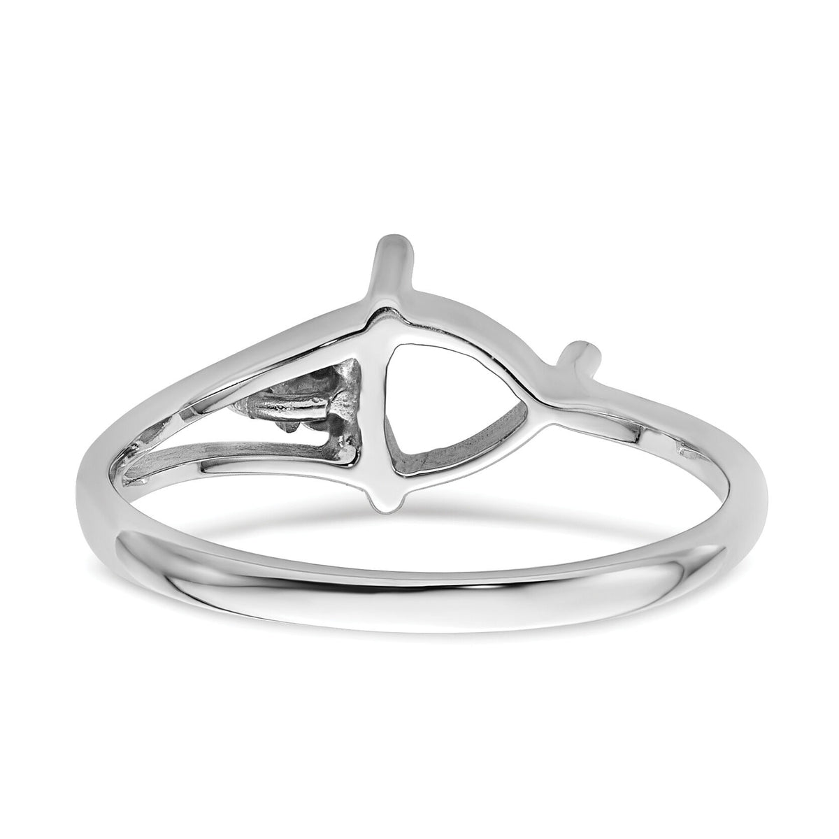 14k White Gold Diamond / 6mm Trillion Gemstone Ring Mounting-Y4745