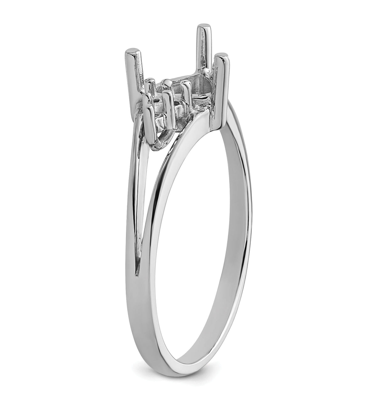 14k White Gold Diamond / 6mm Trillion Gemstone Ring Mounting-Y4745