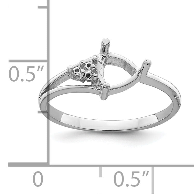 14k White Gold Diamond / 6mm Trillion Gemstone Ring Mounting-Y4745