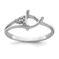 14k White Gold Diamond / 6mm Trillion Gemstone Ring Mounting-Y4745