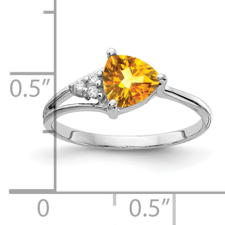 14k White Gold 6mm Citrine AA Diamond ring-Y4745CI/AA