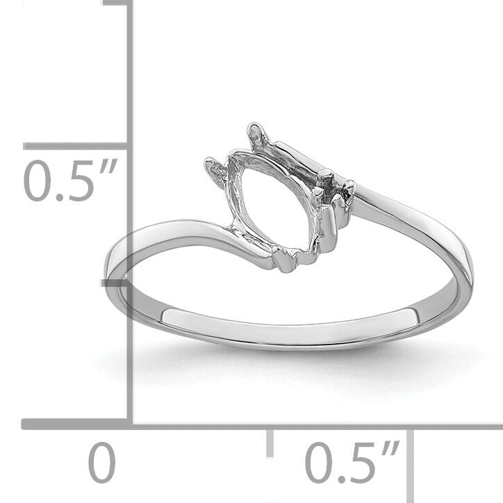 14k White Gold Diamond / 7x3.5mm Marquise Gemstone Ring Mounting-Y4746